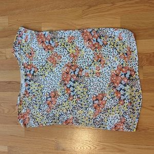 LOFT Mixed Media Boatneck Floral Print Top S